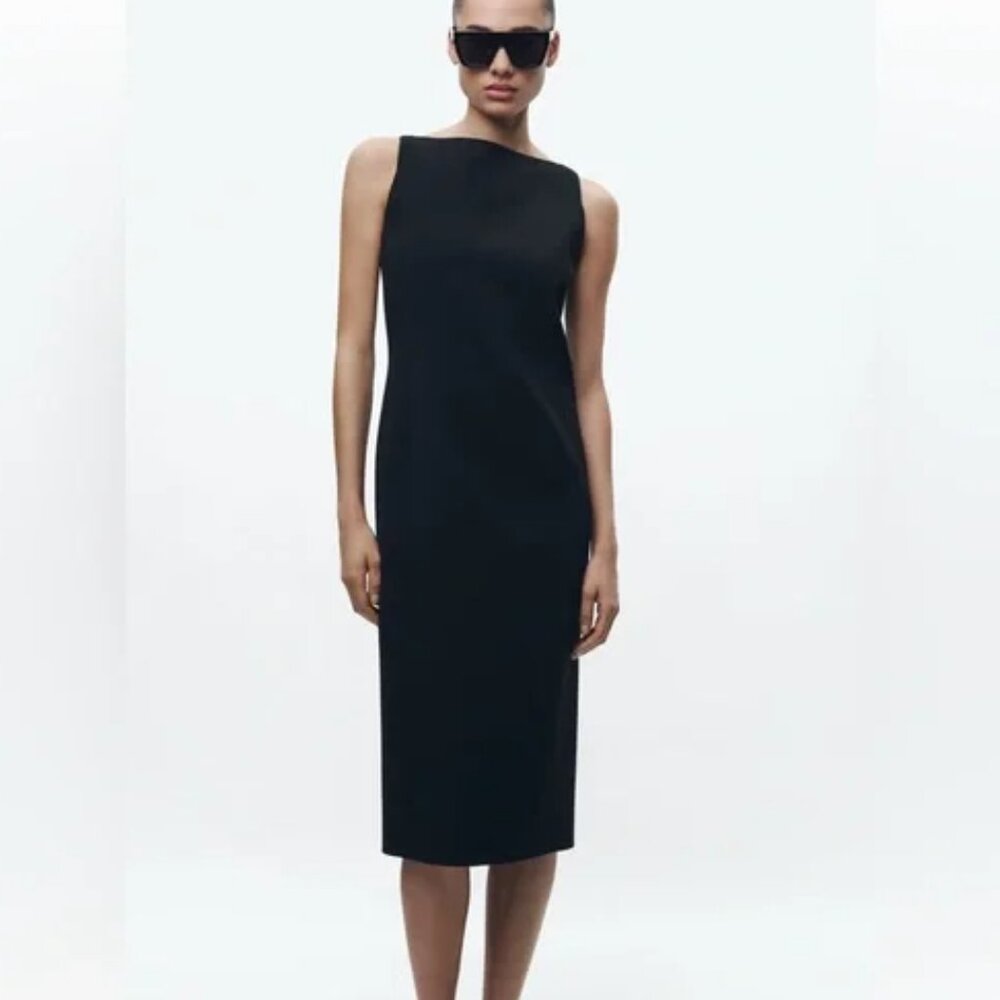 Black Slit Midi Dress